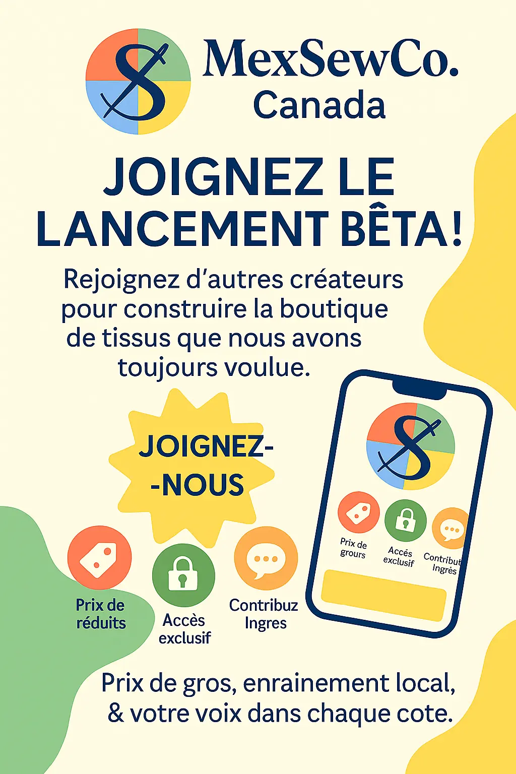 Tissus mexicains en gros livrés au Canada. Rejoignez notre lancement Beta et accédez à des tarifs exclusifs.